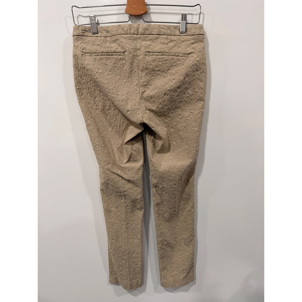 Cynthia Rowley Tan Textured Jacquard Slim Ankle Pants Womens Sz 4 Beige Stretch - Picture 5 of 10